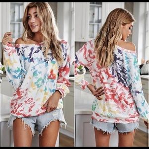 New! Clearance 🔥 Color Pop Tie Dye Soft Top Long sleeve Pullover
